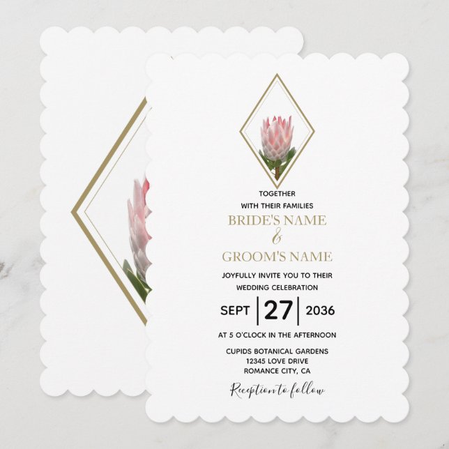 Invitaciones a bodas de Rustic King Protea (Anverso / Reverso)