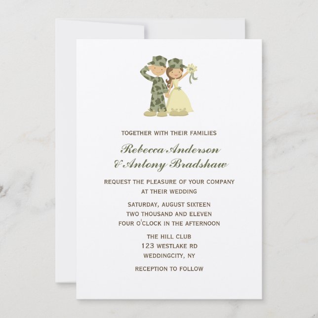 Invitaciones a bodas de soldados y novias (Anverso)