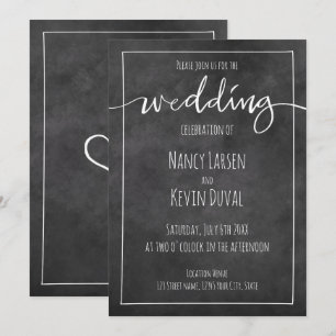 Invitaciones a bodas de tipografía de pizarras ant