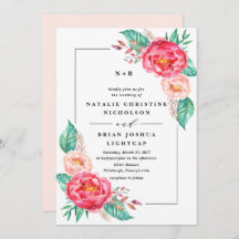 Invitaciones a bodas de verano con flores tropical