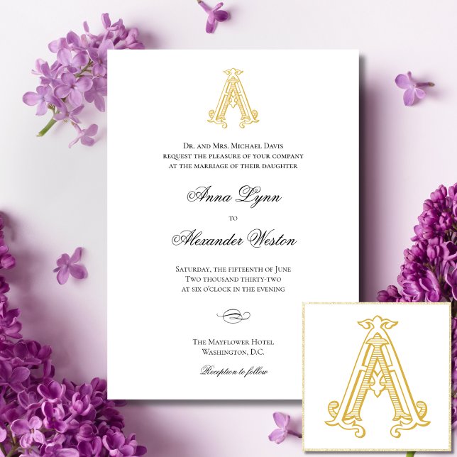 Invitaciones a bodas de vintage monograma (Subido por el creador)