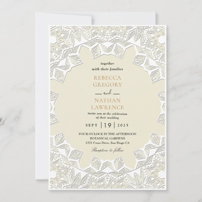Invitaciones a bodas de White Rustic Lace (Anverso)