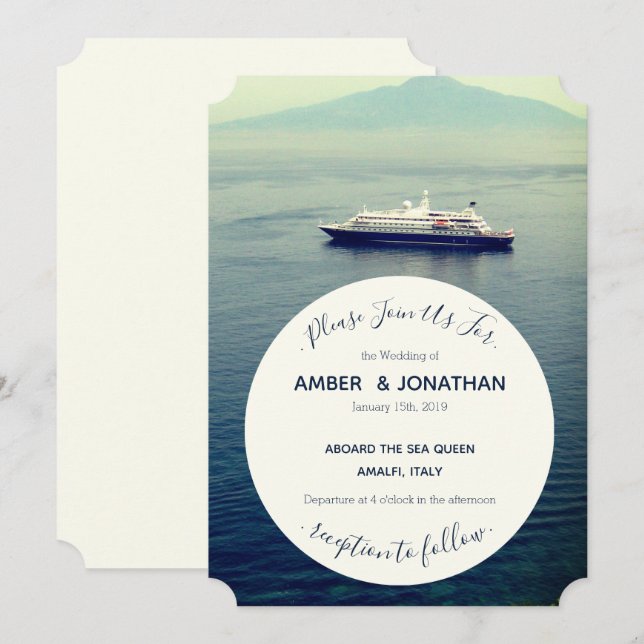 Invitaciones a bodas en barcos mediterráneos (Anverso / Reverso)