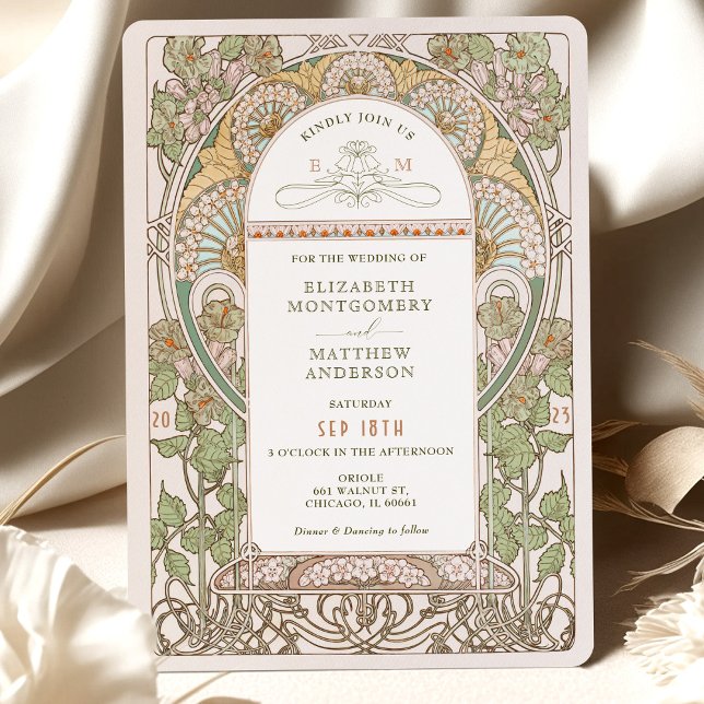 Invitaciones a bodas en Bougainvillea Art Nouveau (Subido por el creador)