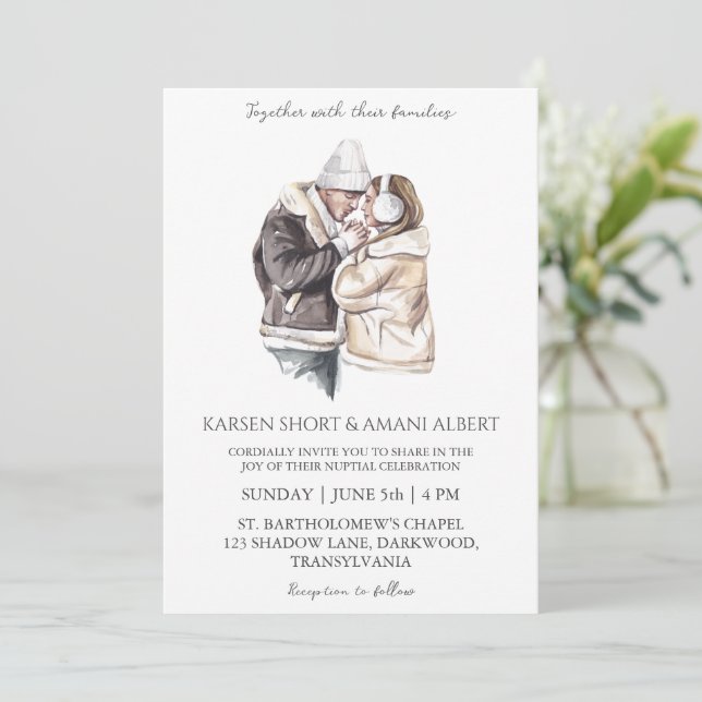 invitaciones a bodas en el invierno de nieve wonde (Anverso de pie)