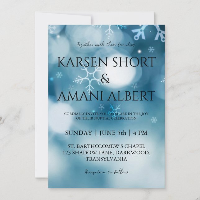 invitaciones a bodas en el invierno de nieve wonde (Anverso)