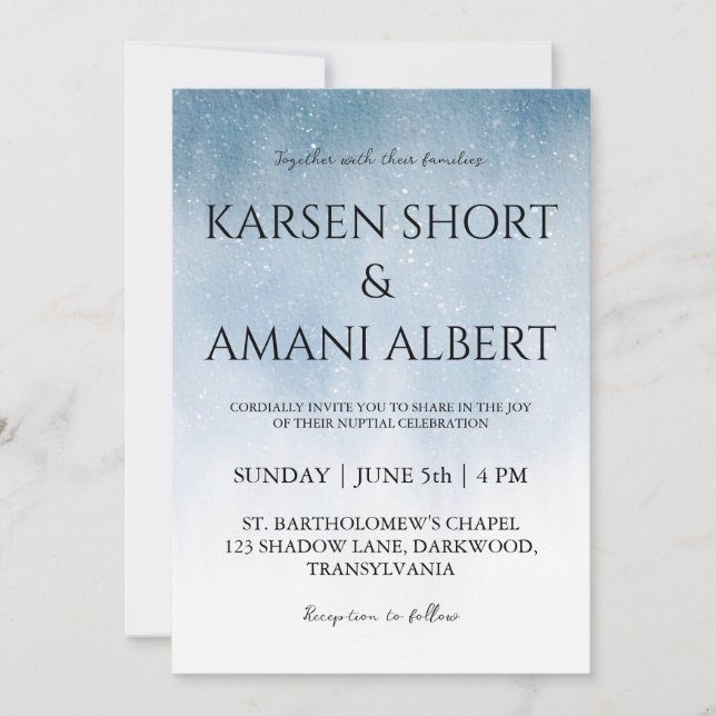 invitaciones a bodas en el invierno de nieve wonde (Anverso)