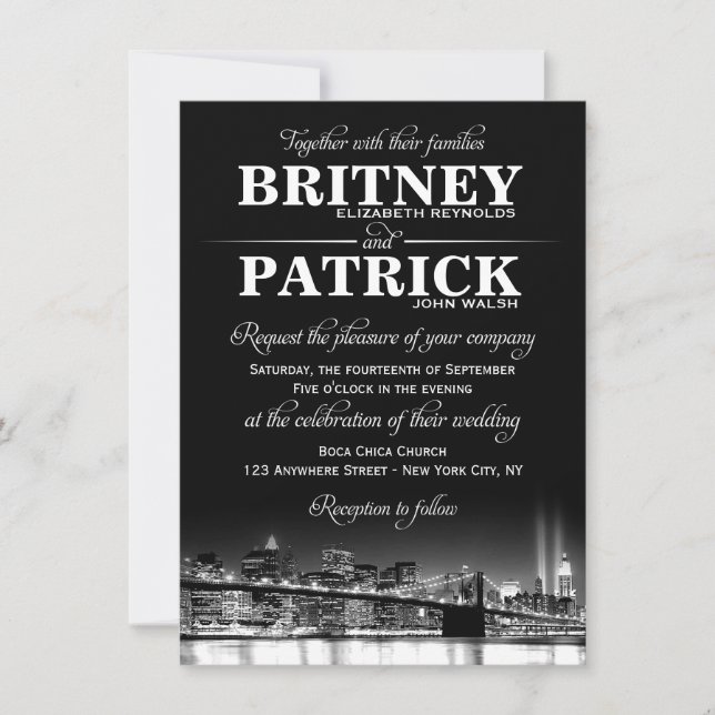 Invitaciones a bodas en el Skyline de la ciudad de (Anverso)
