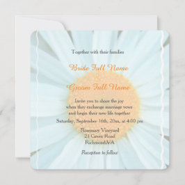 Invitaciones a bodas en flor de margarita blanca.