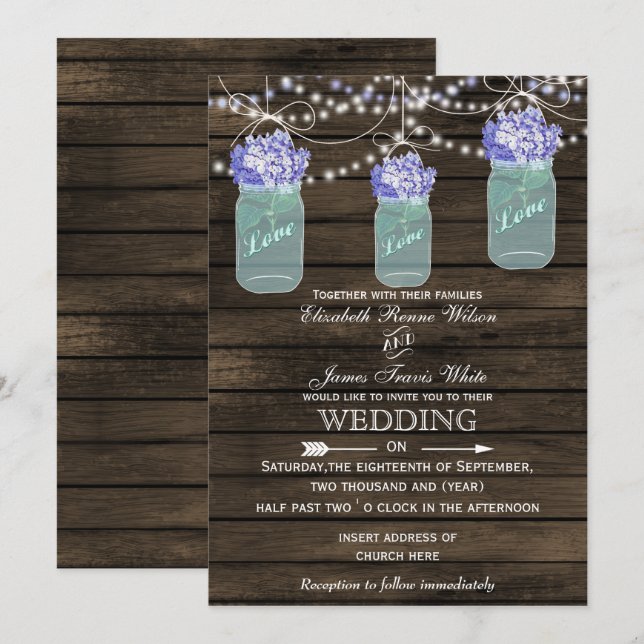 invitaciones a bodas en frasco de masón ruso hidra (Anverso / Reverso)