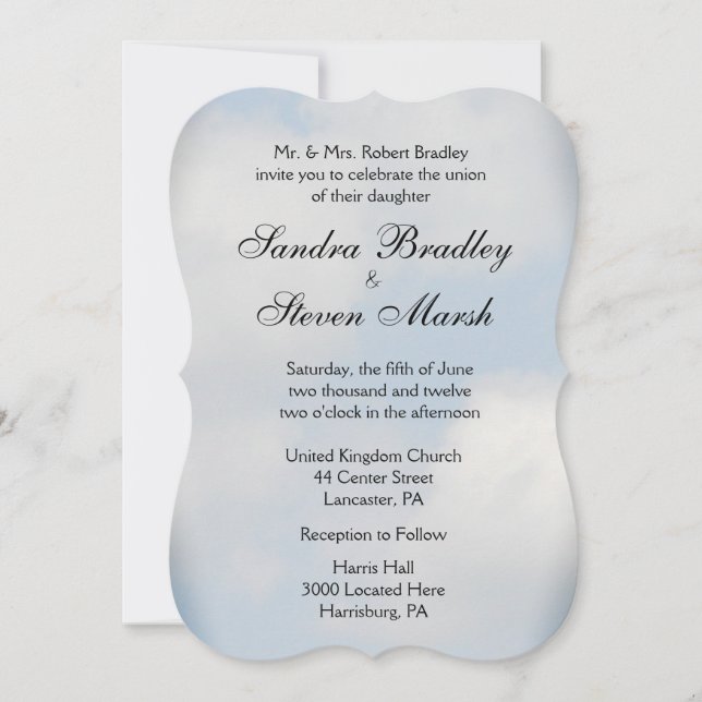 Invitaciones a bodas en la nube (Anverso)