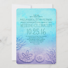 Invitaciones a bodas en la playa de Ombre - azul t