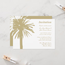 Invitaciones a bodas en la playa de palmeras beige
