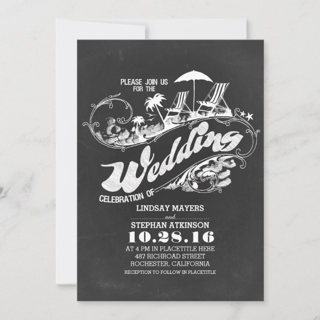 invitaciones a bodas en la playa de pizarra (Anverso)