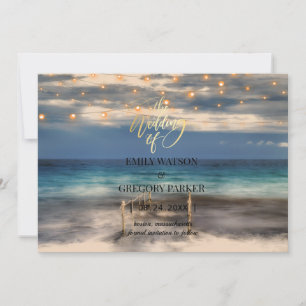 Invitaciones a bodas en la playa del océano azul v