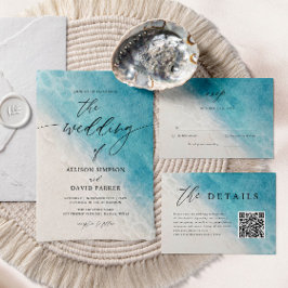 Invitaciones a bodas en la playa del océano azul v