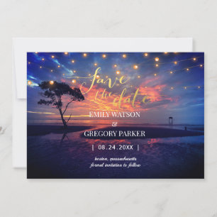 Invitaciones a bodas en la playa del océano azul v