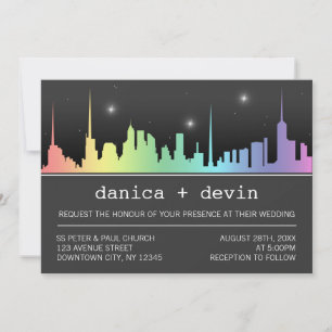 Invitaciones a bodas en línea aérea de Ombre Rainb