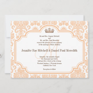 Invitaciones a bodas en línea Peach Damask