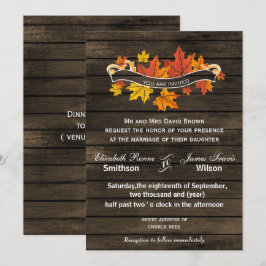 Invitaciones a bodas en otoño rústico de madera de