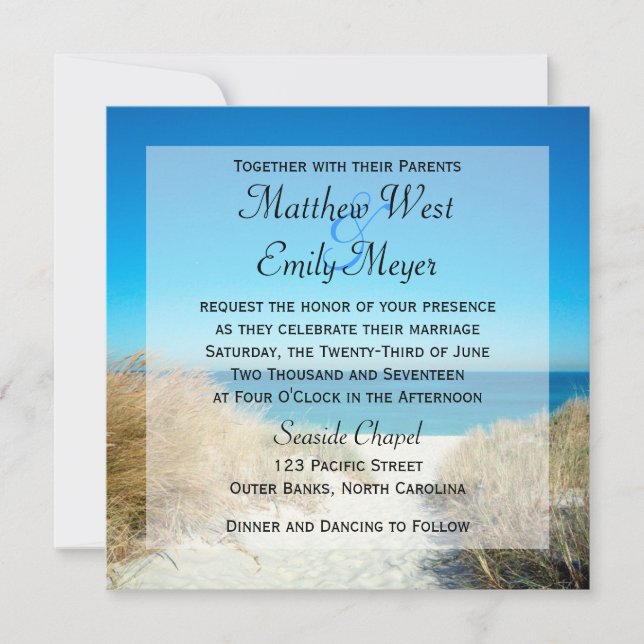 Invitaciones a bodas en playa de Seagrass (Anverso)