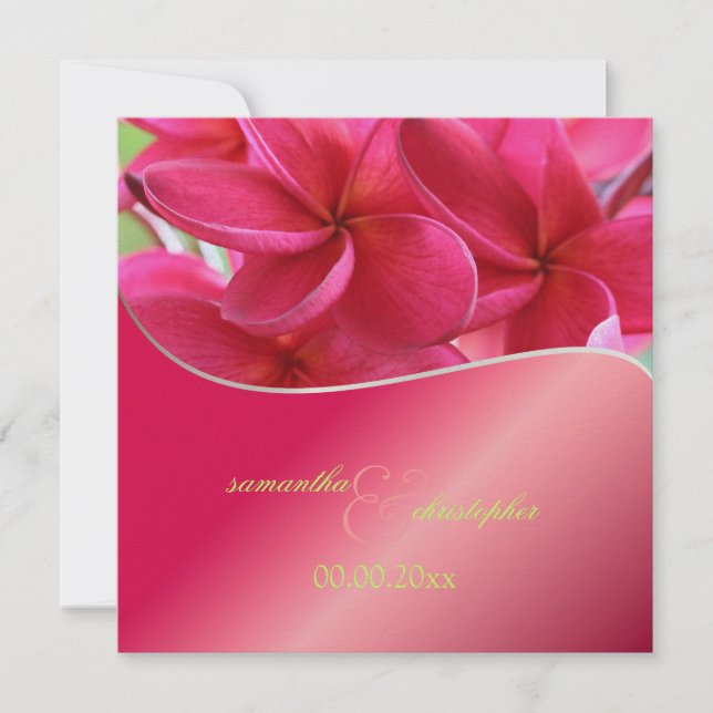 Invitaciones a bodas en Plumeria Rosa (Anverso)
