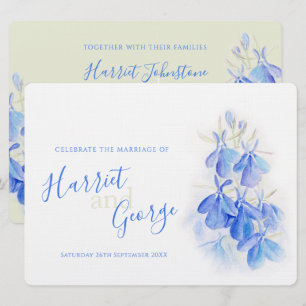 Invitaciones a bodas en verde floral azul Lobelia