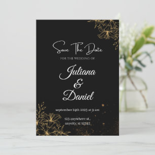 Invitaciones a bodas estéticas de negros y Naranja