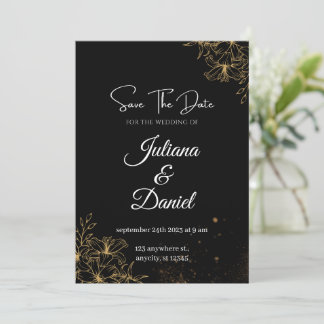 Invitaciones a bodas estéticas de negros y Naranja