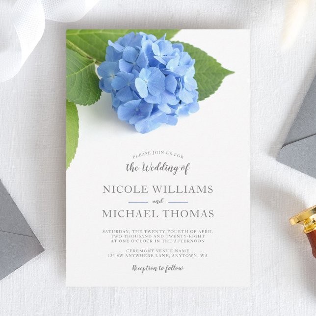 Invitaciones a bodas florales de Hydrangea Azul (Subido por el creador)
