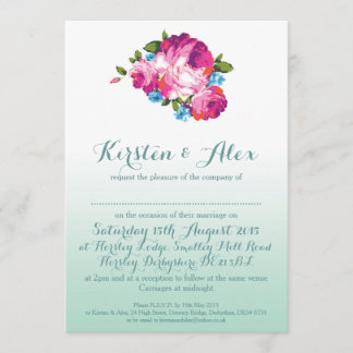 Invitaciones a bodas florales de mimbre de Ombre