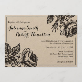 Invitaciones a bodas florales de Moda Rústica para