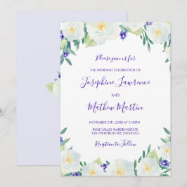 Invitaciones a bodas florales de rosas blancas y v