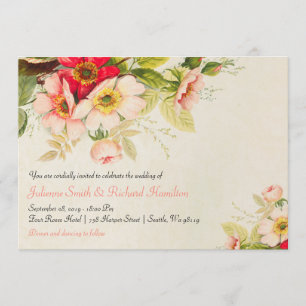 Invitaciones a bodas florales de Rosas de la época