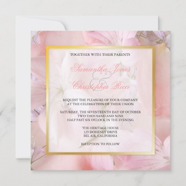 Invitaciones a bodas florales vintage + románticas (Anverso)