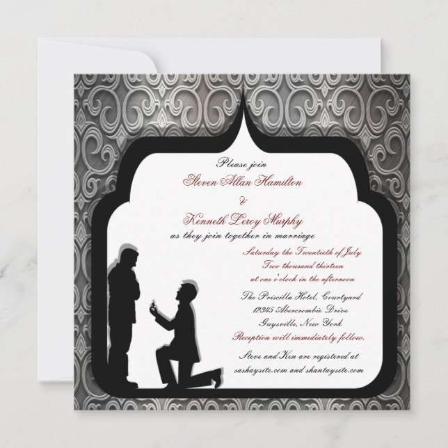 Invitaciones a bodas gay II de Grooms Propuesta Pe (Anverso)