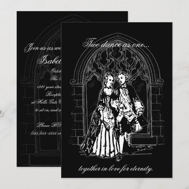 Invitaciones a bodas góticas de Lord y Lady (Anverso / Reverso)