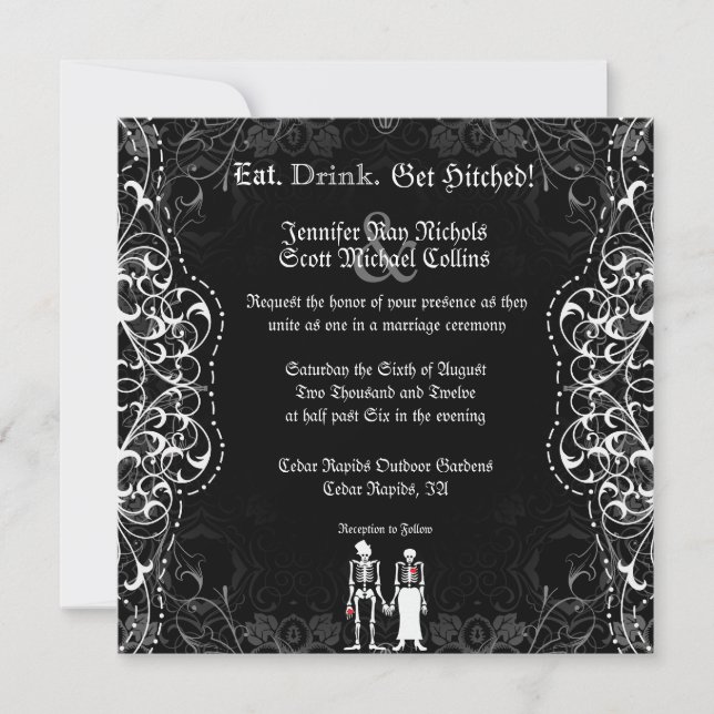 Invitaciones a bodas góticas para novias y novias (Anverso)