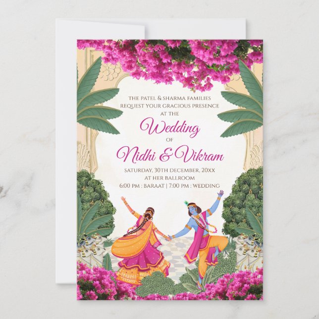 Invitaciones a bodas indias y tarjetas bodas hindú (Anverso)