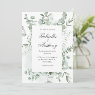 Invitaciones a bodas modernas de Eucalyptus Greene