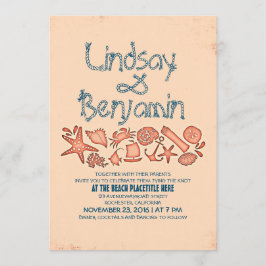 invitaciones a bodas náuticas de coral azul marino