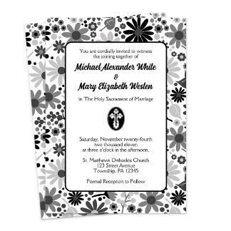 Invitaciones a bodas ortodoxas florales en St. Olg