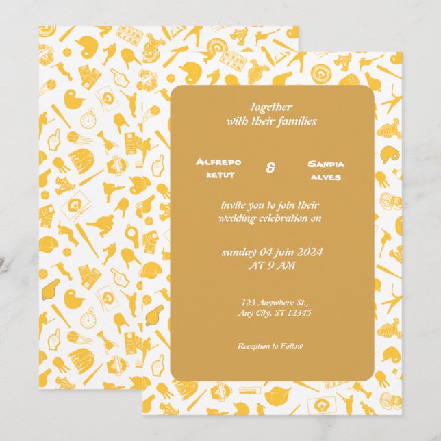 Invitaciones a bodas para deportes de amor al béis (Anverso / Reverso)