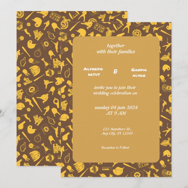 Invitaciones a bodas para deportes de amor al béis (Anverso / Reverso)