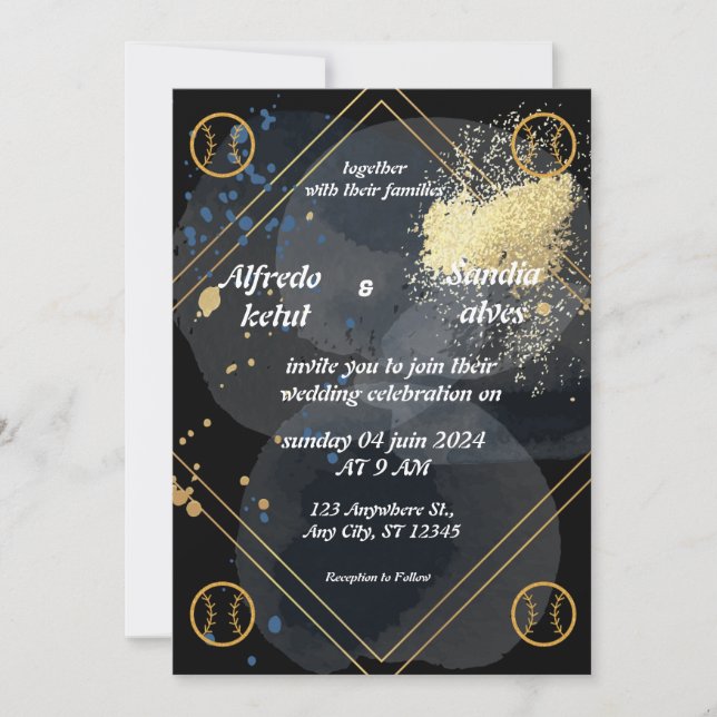 Invitaciones a bodas para deportes de amor al béis (Anverso)
