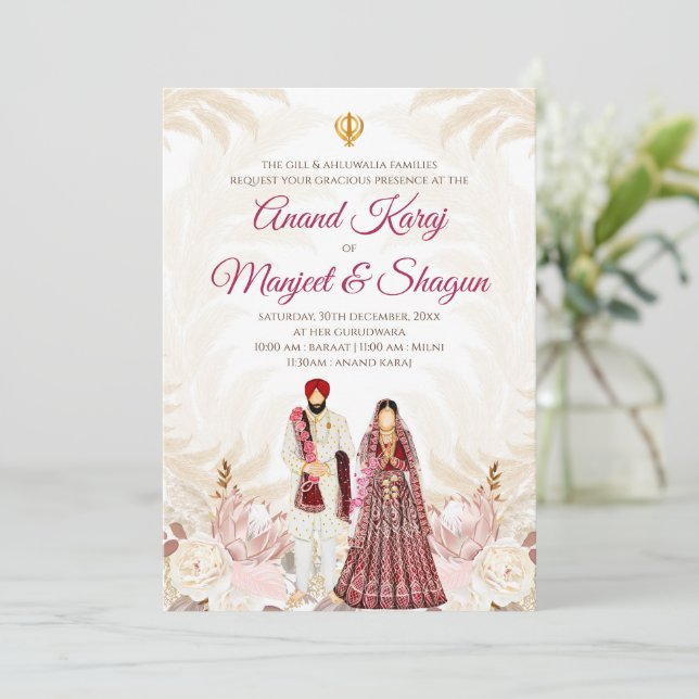 invitaciones a bodas punjabi y tarjetas de Anand K (Anverso de pie)
