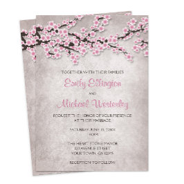 Invitaciones a bodas rusticas de cerezo rosa