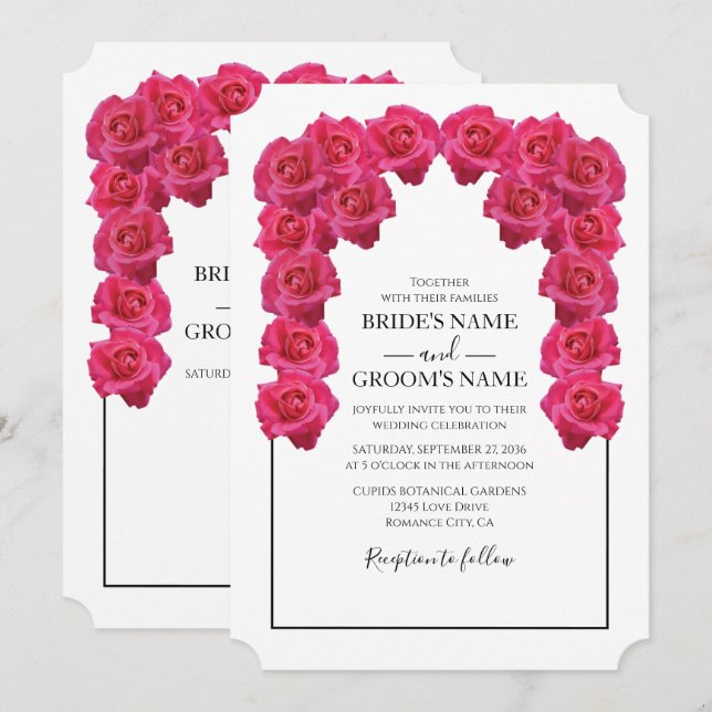 Invitaciones a bodas rusticas de rosas rosadas (Anverso / Reverso)