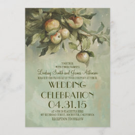 Invitaciones a bodas rústicas en árbol de manzanas
