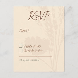 Invitaciones a bodas rusticas, tarjeta RSVP, marró